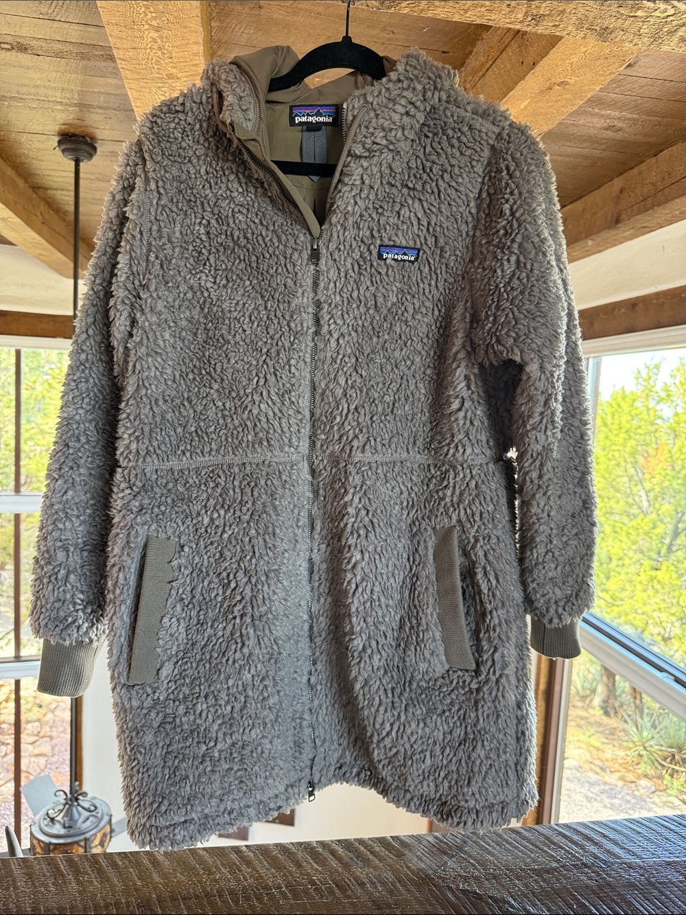 Patagonia Women's Taupe Teddy Fleece Hooded Jacket